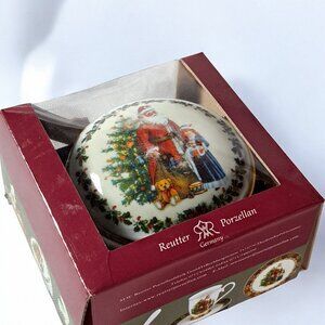 CHRISTMAS "SANTA CLAUS" RING/TRINKET BOX GERMANY REUTTER PORZELLAN GERMAN